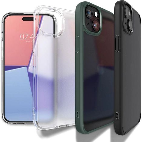 Spigen Crystal Hybrid Hülle für iPhone 15 Plus – Transparent und Schwarz (1/5)