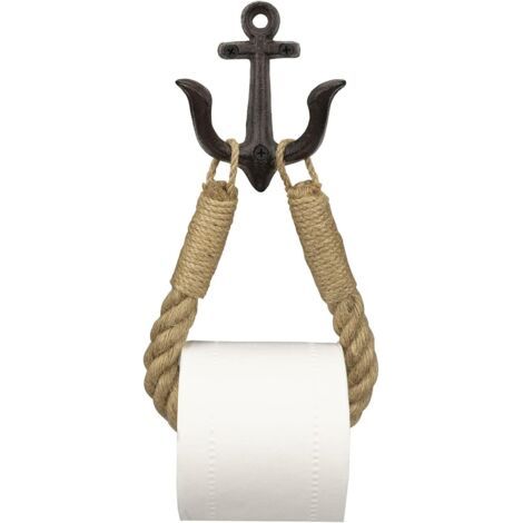 Rouleau de Papier Toilette Vintage - Support de Papier Toilette pour WC - Corde Industrielle - pour Salle de Bain - avec perçage