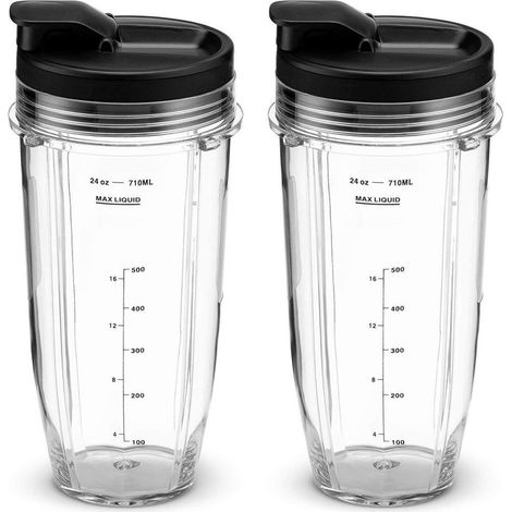 Juego de 24 vasos con tapa y boquilla, libres de BPA, para Nutri Ninja Auto IQ BL450 BL481, para batidos. (1/5)
