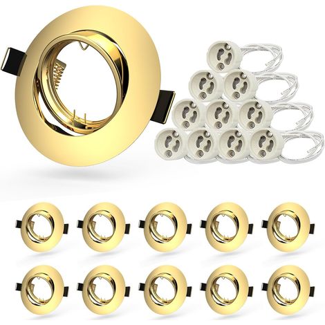 Allesgute 10er Spots encastrables Led GU10 Cadre d'encastrement Or Ø68-85mm, Lampes encastrées Rondes Spots Led 230V Pivotant Incl. Douille GU10 (1/5)