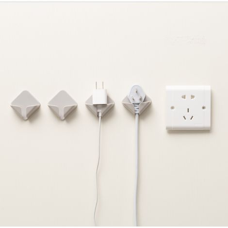 Lot de 10 crochets de prise électrique sans perçage, support de rangement de câbles transparent autocollant pour cuisine (1/5)