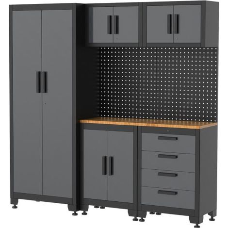 Vito – Armoire modulaire 8 éléments modulables – Structure soudée – Pieds réglables – Verrouillable – Finition laquée résistante – Garage/atelier