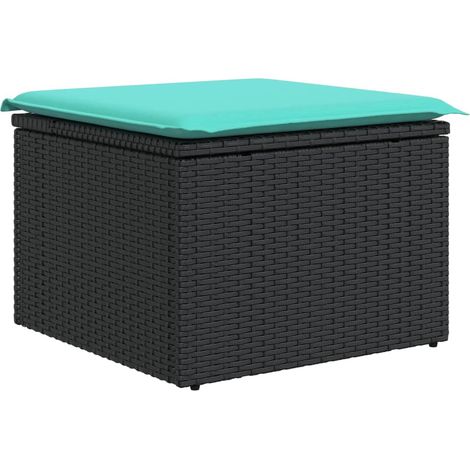 Garden Stool with Cushion Black 55x55x37 cm Poly Rattan (US only) vidaXL (1/5)