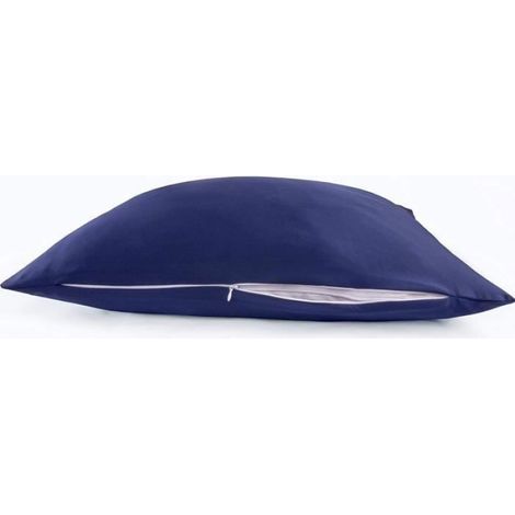 Taie dOreiller en Soie de Mrier Naturelle 5075 cm Bleu Marine Taille Standard Douce et Respirante pour Peau et bleu TAIE OREILLER (1/4)