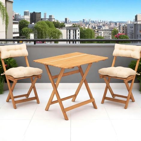 Salon de jardin 2 places - pliant, 4 coussins SORA (1/5)