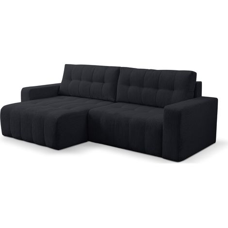 Selsey Maillo – Ecksofa mit Schlaffunktion & Bettkasten, Cord, Universal, Dunkelgrau