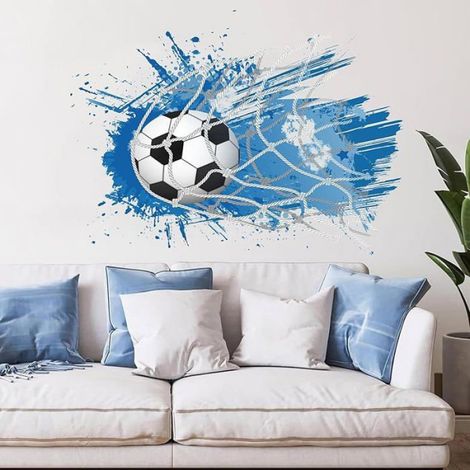 Sticker Muraux Football Sticker Mural Garon Football Poster du Chambre enfant 3D Psg Autocollant Football Bleu Deco STICKERS (1/5)