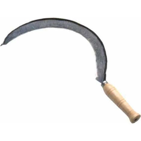 FALCI 8004754013202 Falciola Mezza Larga Lama in Acciaio Forgiato Manico in Legno Punta a Chiodo Lunghezza Lama mm 555 colore Nero