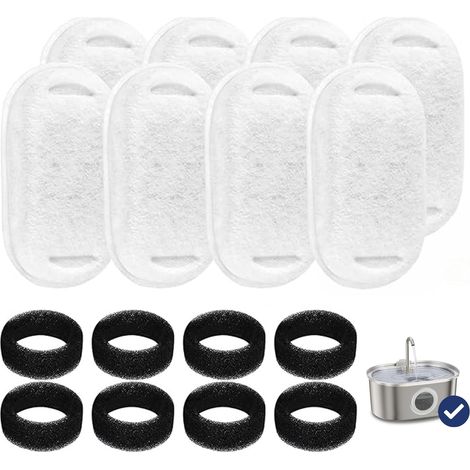 Lot de 8 Filtres de Rechange pour Fontaine à Eau PawsPik SS-01 - Cartouches avec Éponges, Compatible Petlibro Catit, Triple Action (1/5)