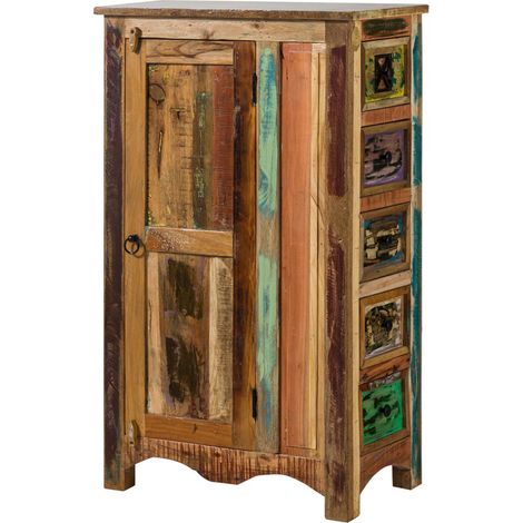 Kommode Altholz 70x40x120 mehrfarbig lackiert NATURE OF SPIRIT 58 (1/3)