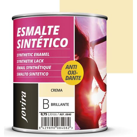 Vernis synthétique anti-oxydant brillant. Protection et décoration de surfaces en acier, fer et bois. 750 Millilitres, Crema (1/5)