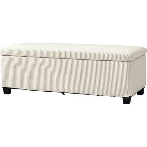 Banco con almacenaje tapizado efecto pana 112 x 42 x 40 cm beige HOMVRA (1/5)