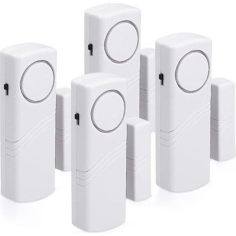 Alarma para puerta y entrada - Juego de 4 alarmas inalámbricas antirrobo - Robo en el hogar - Operat - 100 dB (1/5)