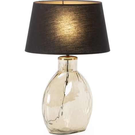 Tischlampe 30X7X30, glänzendes graues Glas, ohne Schirm (1/4)