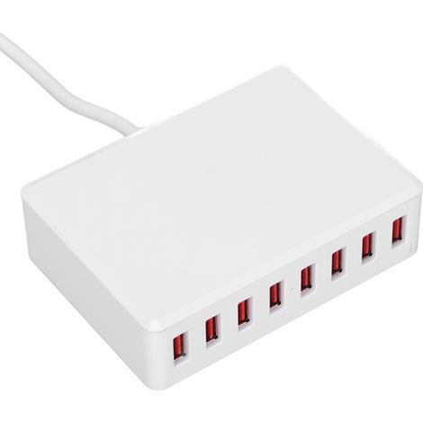 Chargeur USB portable 2,4 A 50 W à 8 ports, station de charge intelligente de bureau pour téléphones et tablettes (1/5)