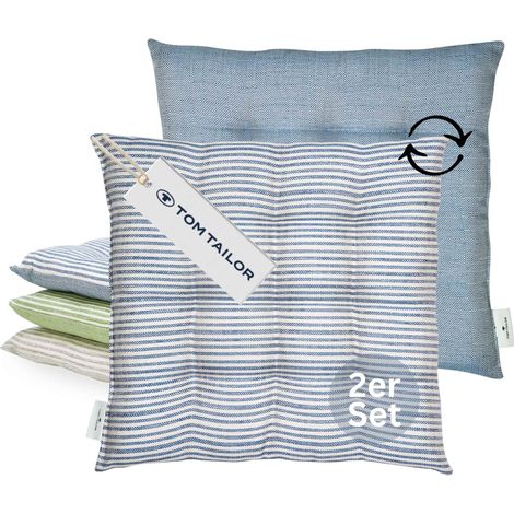 TOM TAILOR Coussin d'assise avec surpiqûres 9 fois FRESHSTRIPE2ER - Lot de 2 40x40 cm, marine