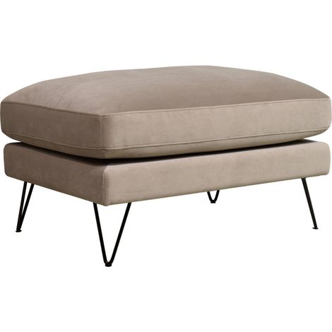 Pouf en velours pieds épingles noirs - Beige - VILLABON (1/5)