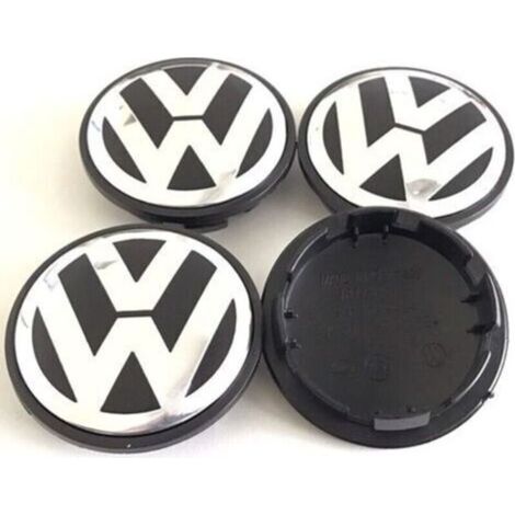 Ensemble de 4 enjoliveurs pour Volkswagen Cache-moyeux 65mm noir/chrome Remplacement pour modèles Golf, Polo, Beetle Jormftte - 3B7601171 (1/3)