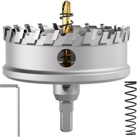 Scie cloche bimétallique 100 mm – Carbure de tungstène pour acier inoxydable – Coupe nette et sans éclats – Pointe pilote à ressort (1/5)