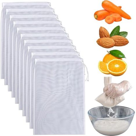 Étamine - Tissu filtre - Mousseline - Sac filtre pour lait de soja - Sac filtre pour lait de noix - Tissu filtrant - Réutilisable - Idéal pour la préparation de tofu, lait de soja, soupes et café - 20 (1/5)