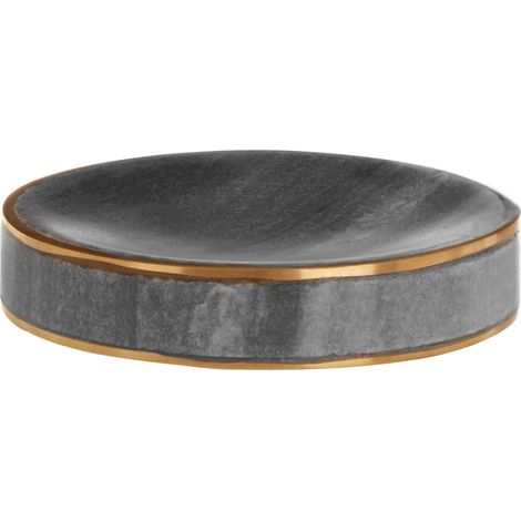 Premier Housewares Grey Marble Brass Soap Dish / Ceramic Soap Dishes With Drainage / Modern And Unique Bathroom Decor With Gold Detailing 13 x 13 x 3 (1/5)
