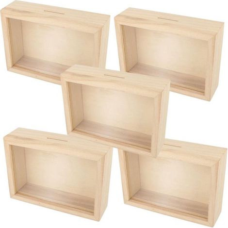 5 tirelires cadre en bois à customiser 12 x 17 cm (1/4)
