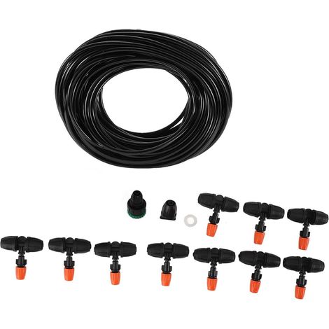 Kit D'irrigation Goutte à Goutte, Système D'arrosage Pour Plantes De Brumisation De Patio De 32,8 Pieds, Tuyau D'arrosage 8/12, Volume D'eau Réglable, Pulvérisation Goutte à Goutte, Humidification De (1/5)
