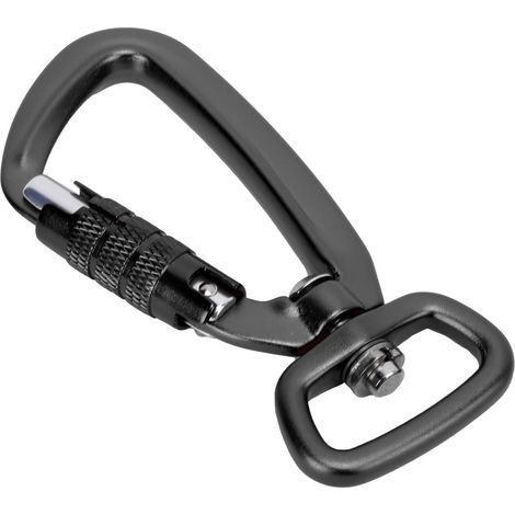 Mousqueton à verrouillage automatique, base carrée, rotation à 360°, accessoire pour laisses de chien, hamacs et sacs à dos, noir