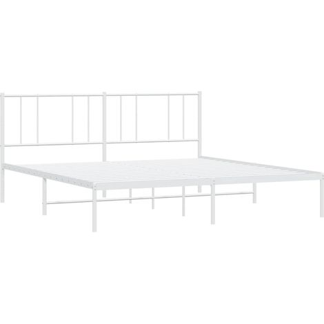 vidaXL Giroletto con Testiera Metallo Bianco 193x203 cm (1/5)