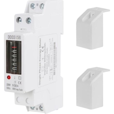 Compteur Electrique Consommation 1P 5 (32) A Compteur d'Énergie Monophasé Din Rail Compteur d'énergie kWh 220V (Comptage Électronique) (1/5)