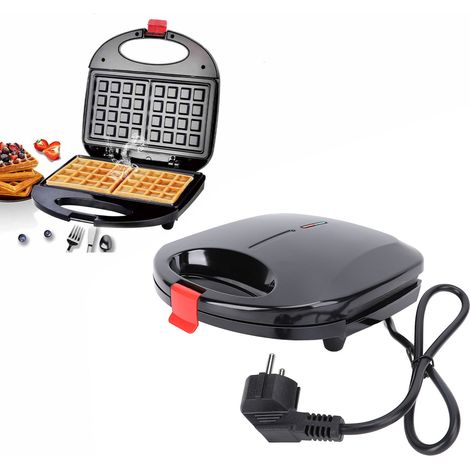 Gofrera [Material: Hierro y aluminio] - Revestimiento antiadherente, control automático de temperatura, 750 W, enchufe europeo 220 V - Gofrera para familias [Prepara rápidamente 2 gofres] (1/5)