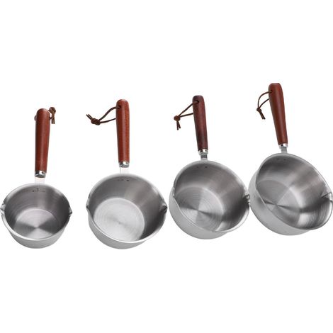 Kleiner Topf für Öl, professioneller Edelstahl-Saucentopf mit Holzgriff, für die Küche, 4-teilig. (1/5)