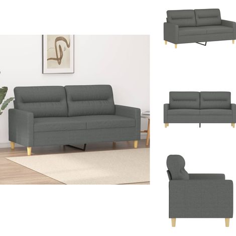 Canapé à 2 places Gris foncé 140 cm Tissu - Canapé Deux Places - Canapé Gris - Canapé Tissu - Canapé Moderne - Canapé Design (1/5)