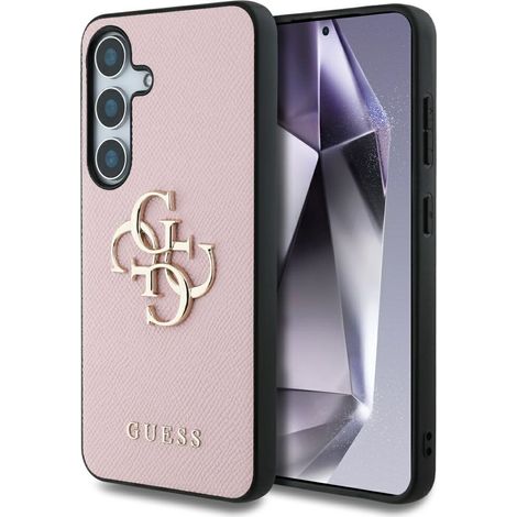 Custodia Guess con logo grande 4G e piccolo logo classico per Samsung Galaxy S25+ rosa (1/5)