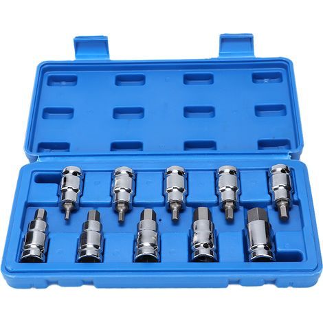 Jeu de 10 douilles à six pans 1/2 pouce pour clé à chocs, outil de réparation automobile manuel, accessoire de mécanique. (1/5)