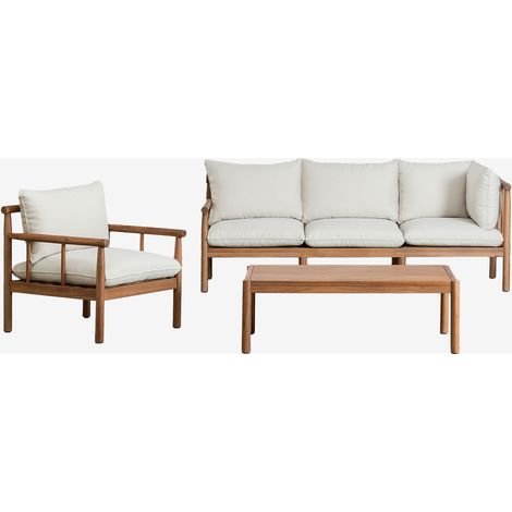 Conjunto de salón con sofá de 3 plazas y sillón en madera de acacia Melvin SKLUM (1/5)