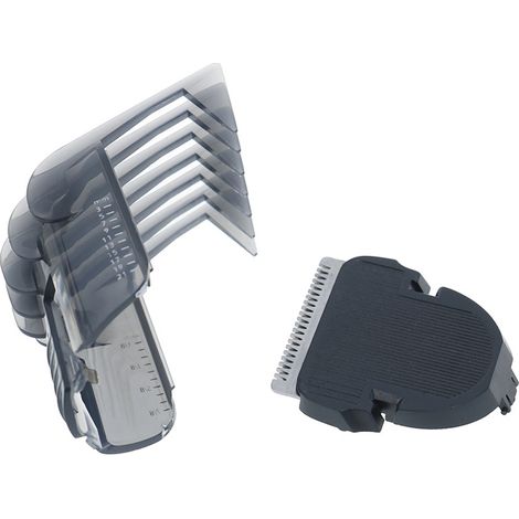 Accessories for hair clippers, including blades, such as the adjustable comb and the QC5130 positioning comb. (1/5)
