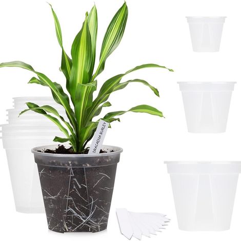 Plateaux de semis transparents, 10/12/15 cm en plastique transparent, avec trous de drainage, 6 pots de jardinage avec plateaux.