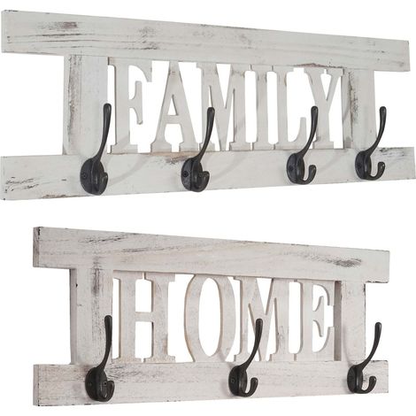 Set 2x appendiabiti guardaroba shabby vintage HHG-987 Family Home bianco