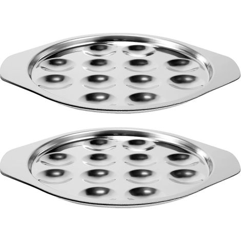 Lot de 2 assiettes de service en forme d'escargot, résistantes à la chaleur, pour champignons et escargots, en acier inoxydable. (1/5)