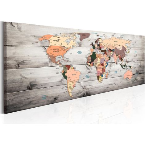 Quadro - World Maps: Wooden Travels - 150x50 (1/4)