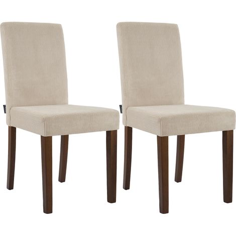 Juego de 2 sillas de comedor Ina de pana Marrón claro Antiguo oscuro (1/5)