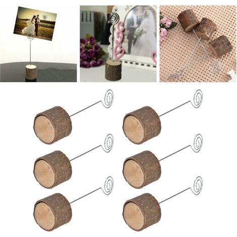 20 pièces de chaque : porte-menu de mariage en branche de bois naturel, porte-photo et porte-cartes de visite/objet décoratif en fil de fer.