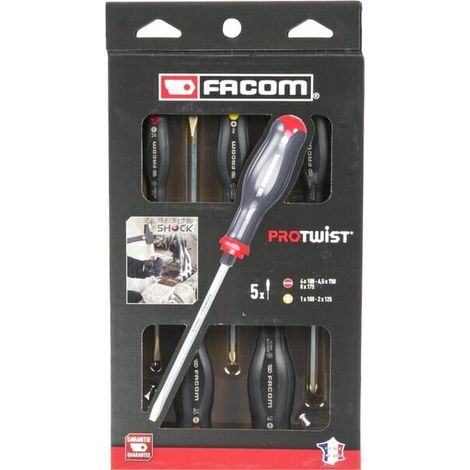 Set di 5 cacciaviti con zona di battuta Protwist Shock FACOM ATWCK.J5PB