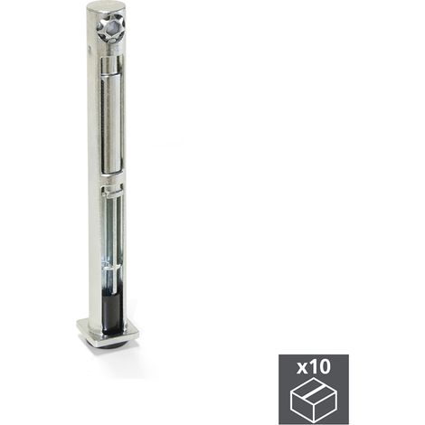 Piedini Regolabili per mobile, D. 12 mm, altezza 76 mm, Acciaio e zama, Zincato, 10 pezzi 2022705 EMUCA (1/4)