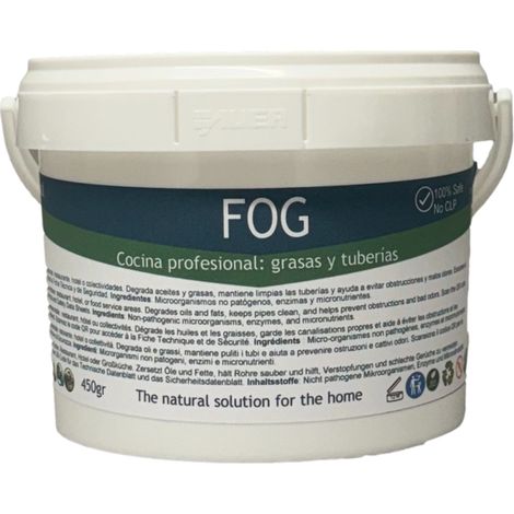 Neusol F.O.G. Activador biológico Bacterias Enzimas  Degrada aceites y grasas Tuberías Bajantes Separador de grasa Evita atascos y olores  Restaurantes hoteles hospitales Envase 450g