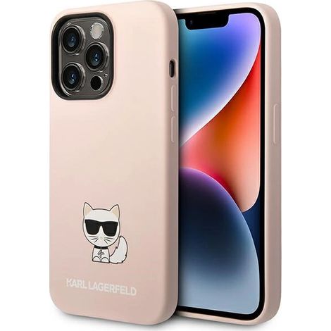 Funda rígida Karl Lagerfeld KLHCP14XSLCTPI para iPhone 14 Pro Max de 6,7 pulgadas, color rosa claro/cuerpo de silicona Choupette color rosa claro. (1/5)
