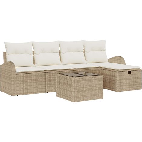 Sofa Set with Cushion with Storage Beige and Cream Poly Rattan vidaXL (1/5)