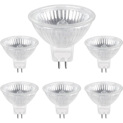 ZVD-Ampoule Halogene GU5.3 20W 12V, 205LM Blanc Chaud 2700K Dimmable, Ampoule Spot Halogène MR16 Avec Couvercle En Verre Avant pour Éclairage Sur Rail, Éclairage Paysager, pack de 6 (1/4)
