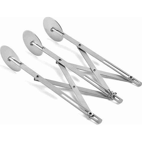 Couteau à pizza à 3 roues en acier inoxydable avec coupe-pâte réglable et diviseur de pâte pour pâtisserie, pizza, pâtes, gâteaux et biscuits - Outil de cuisine et de pâtisserie